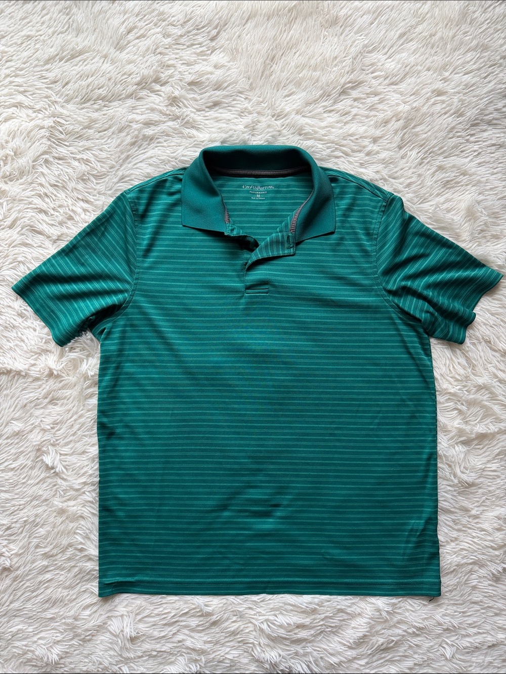 croft & barrow Green Striped Polo Shirt